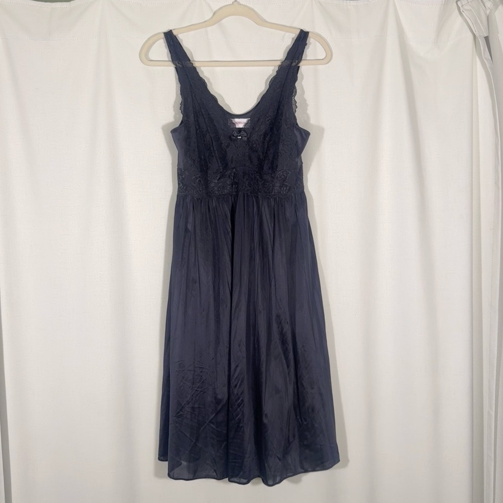 Vintage Shadowline Black Midi Nightgown
